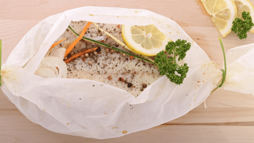 Pescada no papillote